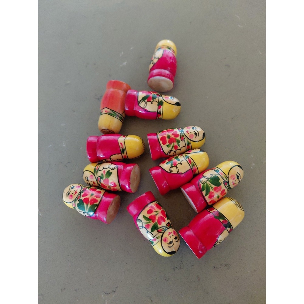 Vintage Wooden Russian Dolls Matryoshka Hand Painted. 9 pieces in one lot